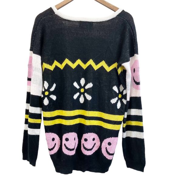 Minkpink Oversized Sweater Womens S Happy Place All Smiles Daisy Quirky Twee Art - Picture 2 of 8